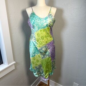 Kaleidoscope Women’s Patchwork Paisley Satin Pastel Slip Dress Size 18